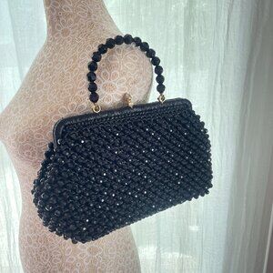 Vintage Beaded Top-Handle Bag, Made in Italy